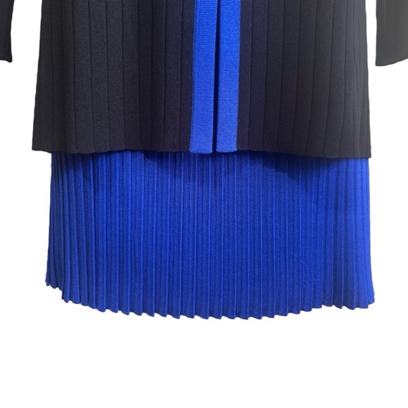Vintage Misook Skirt Tunic Set Black and Blue Pleated Long Sleeve Women’s Small - Picture 4 of 12